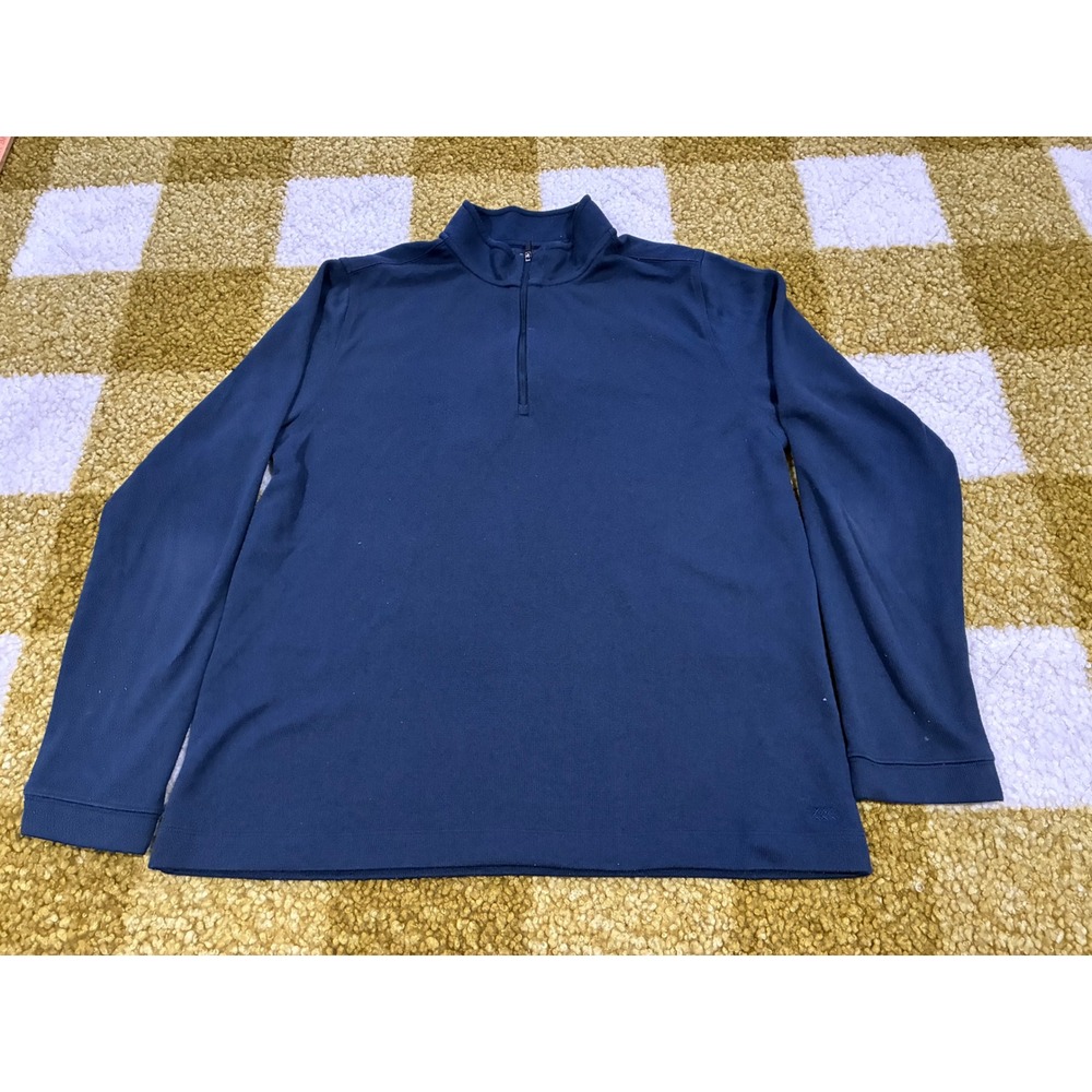 Rhone Mens Navy Blue Quarter Zip Pullover Performance Mock Neck Large RN141364